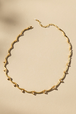 By Anthropologie Crystal Scallop Necklace In Gold