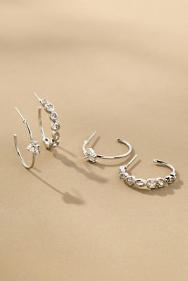 Glam Crystal Hoops, Set of 2