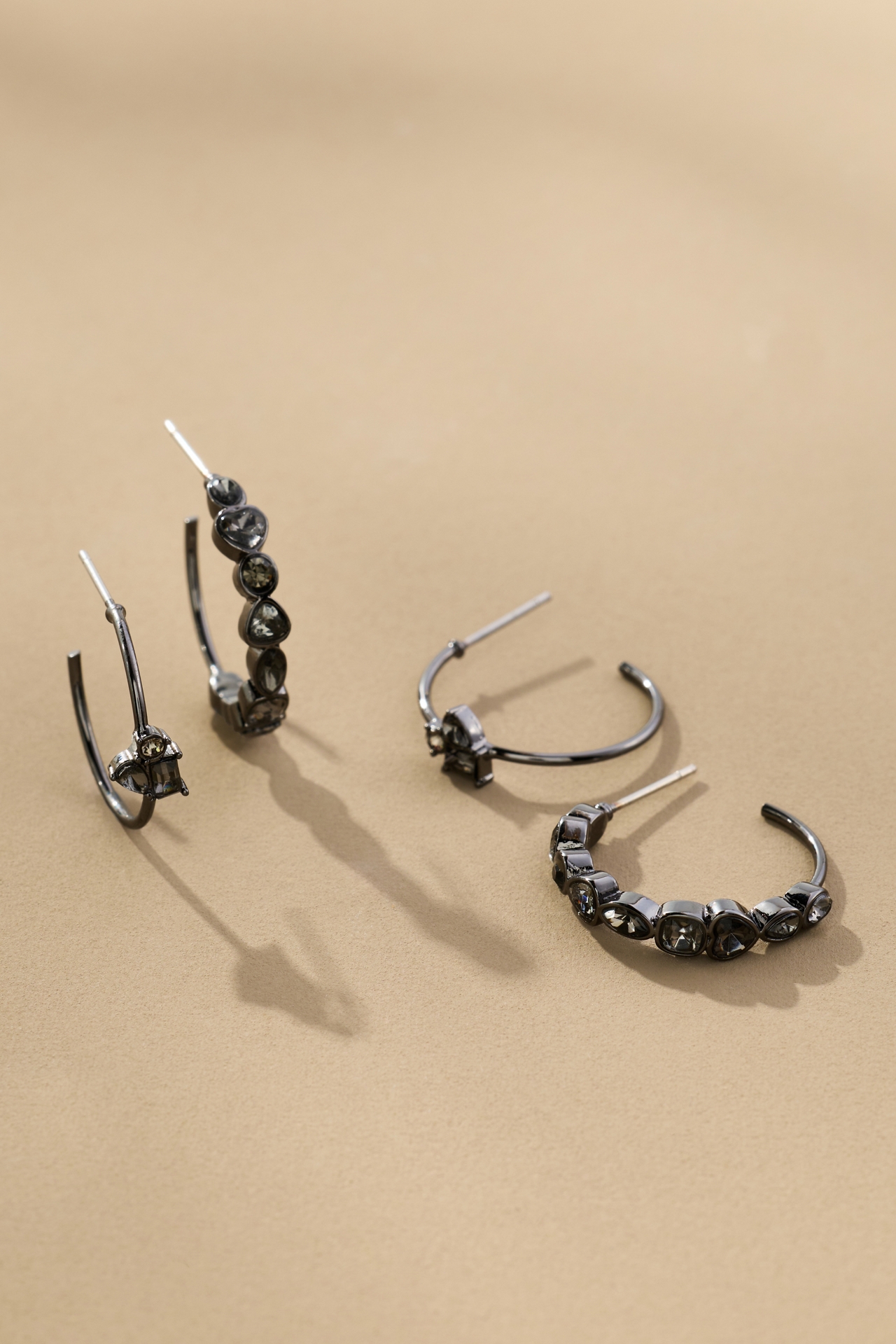 Glam Crystal Hoops, Set of 2