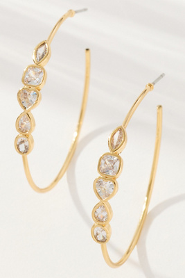 By Anthropologie Crystal Large Hoop Earrings In Gold