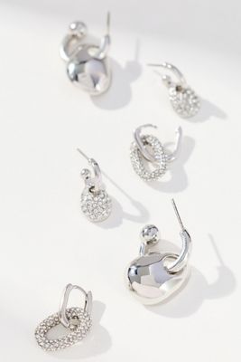 Glam Rock Huggie Hoop Earrings, Set of 3