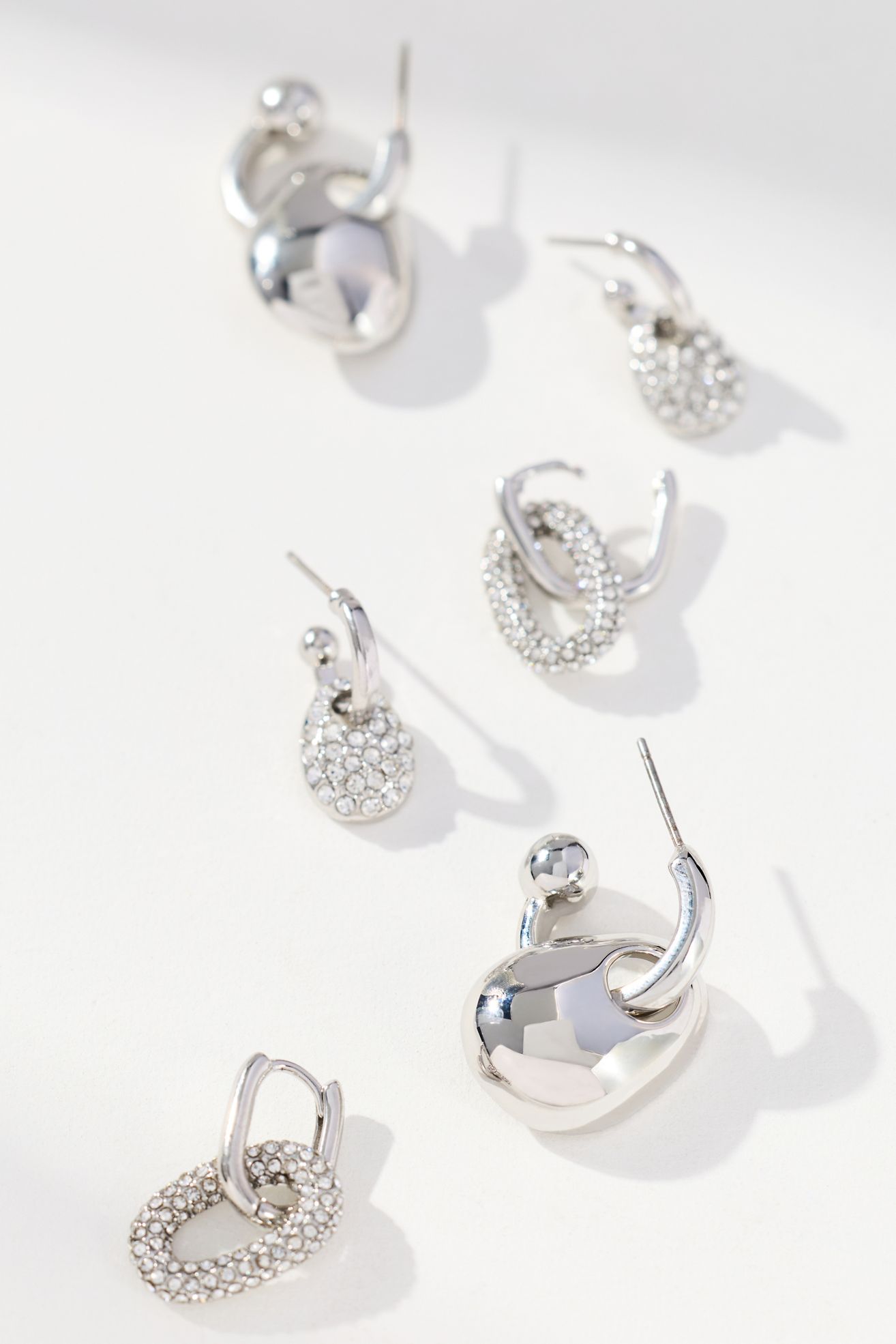 Glam Rock Huggie Hoop Earrings, Set of 3