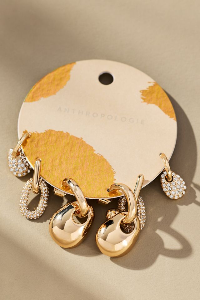 Glam Rock Huggie Hoop Earrings, Set of 3