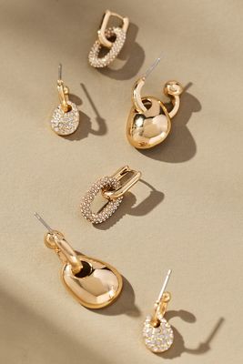 Glam Rock Huggie Hoop Earrings, Set of 3