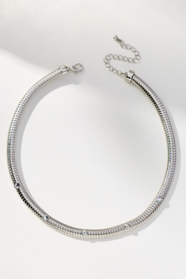 By Anthropologie Thick Crystal Collar Necklace In Silver