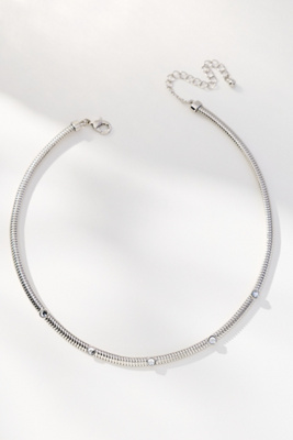 By Anthropologie Delicate Crystal Collar Necklace In Silver