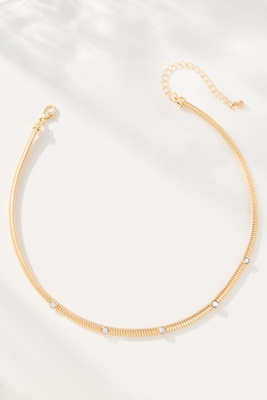 By Anthropologie Delicate Crystal Collar Necklace In Gold