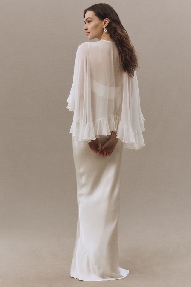 De La Vali Esperanza Silk Satin Maxi Dress with Cape #1