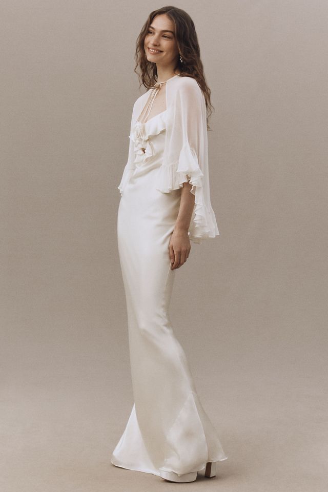 De La Vali Esperanza Silk Satin Maxi Dress with Cape #3