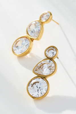 By Anthropologie Duet Crystal Earrings In Gold