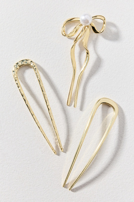 Bindya Femme Hair Pins, Set Of 3 In Gold