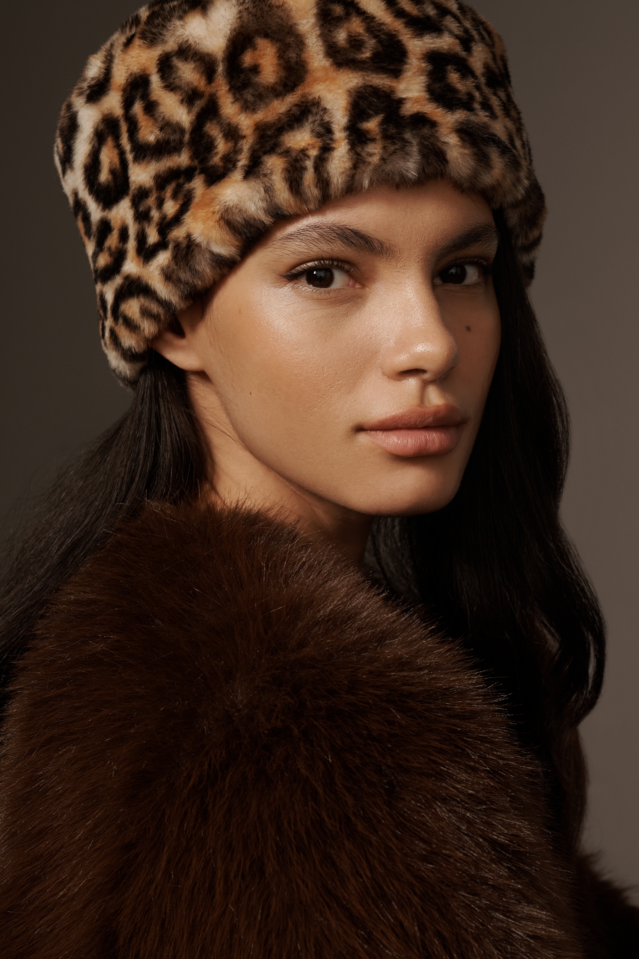 By Anthropologie Faux-Fur Animal Print Cloche Hat