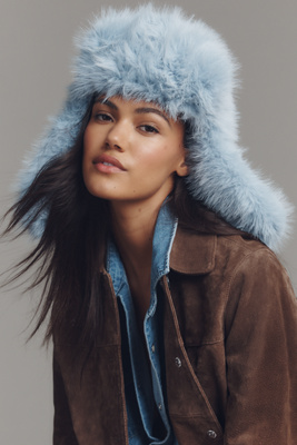 By Anthropologie Faux-fur Trapper Hat In Blue