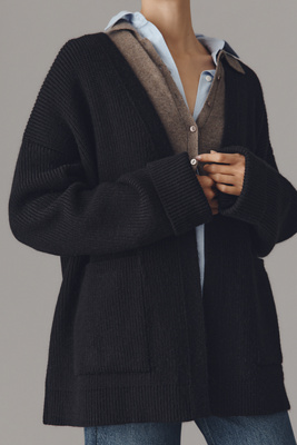 By Anthropologie Cozy Oversized Cardigan Sweater In Black