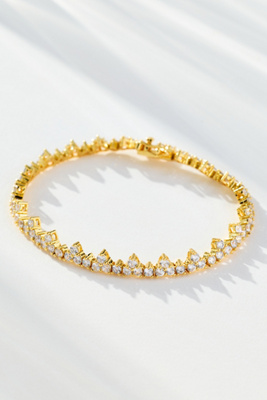 By Anthropologie Mixed Crystal Tennis Bracelet In Gold