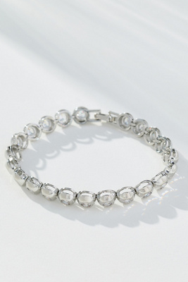 By Anthropologie Crystal Tennis Bracelet In Silver