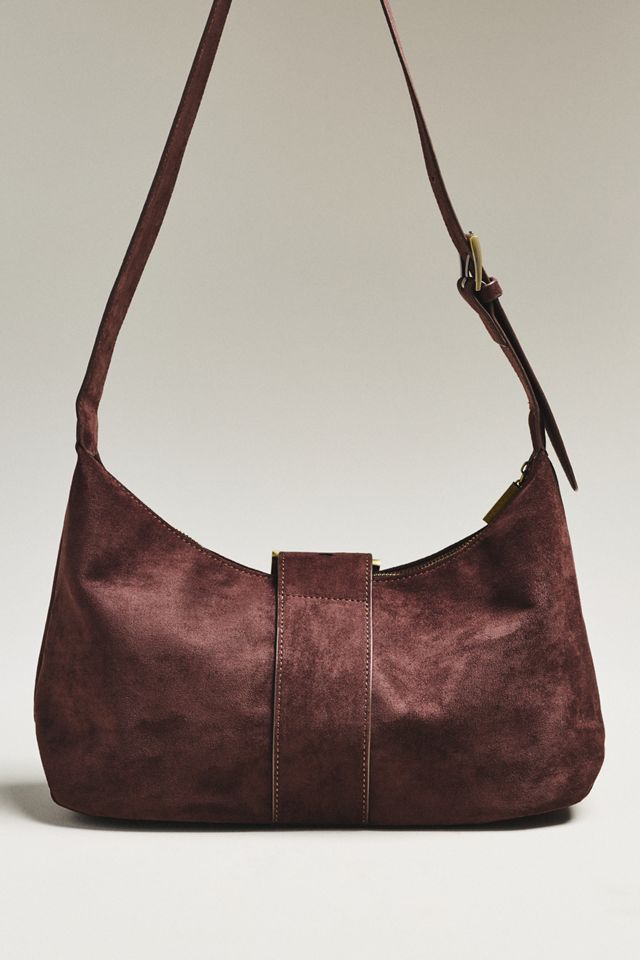 Faux Suede Big Buckle Slouchy Shoulder Bag #1