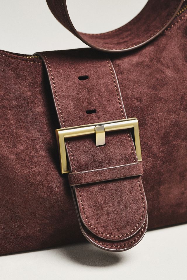 Faux Suede Big Buckle Slouchy Shoulder Bag #2
