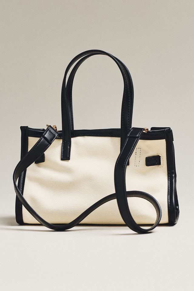 Faux-Leather Trim Belted Canvas Mini Tote #1