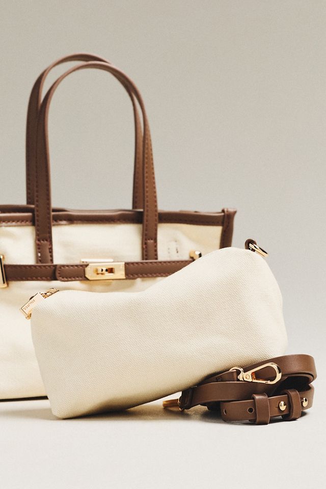 Faux Leather Trim Belted Canvas Mini Tote #2