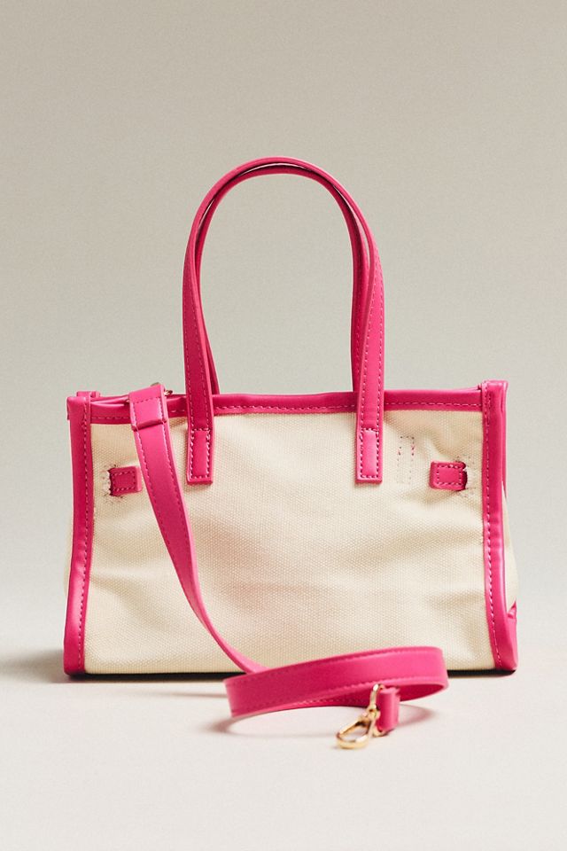 Faux Leather Trim Belted Canvas Mini Tote #2