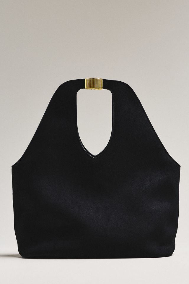 By Anthropologie Faux-Suede Gilded Handle Tote Bag #1