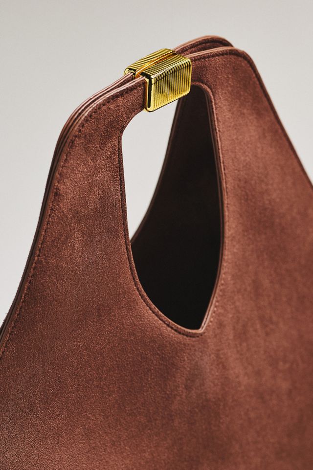 By Anthropologie Faux-Suede Gilded Handle Tote Bag #2