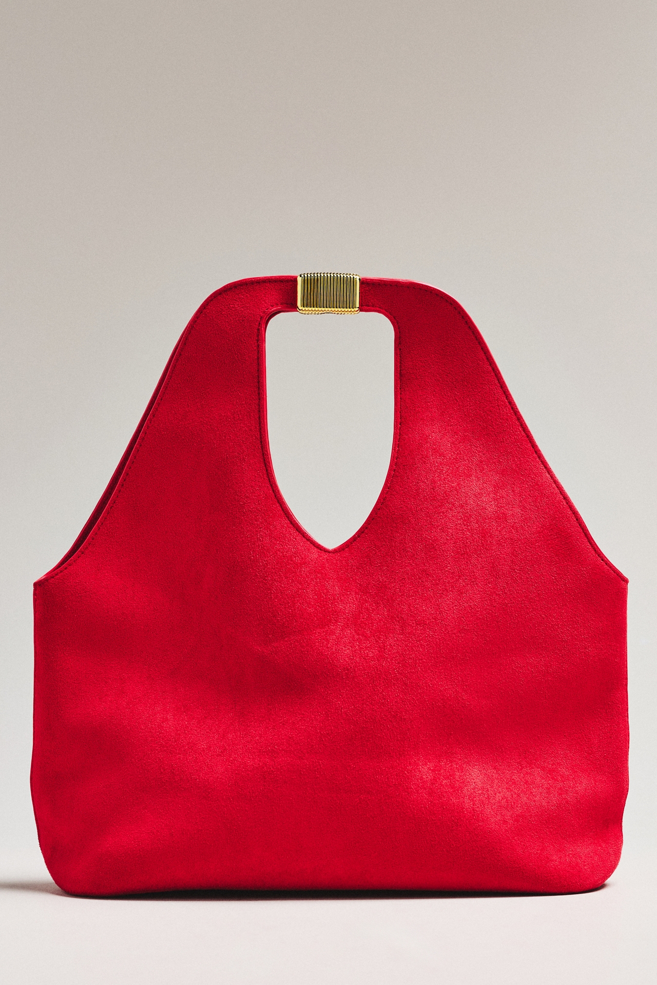 By Anthropologie Faux-Suede Gilded Handle Tote Bag