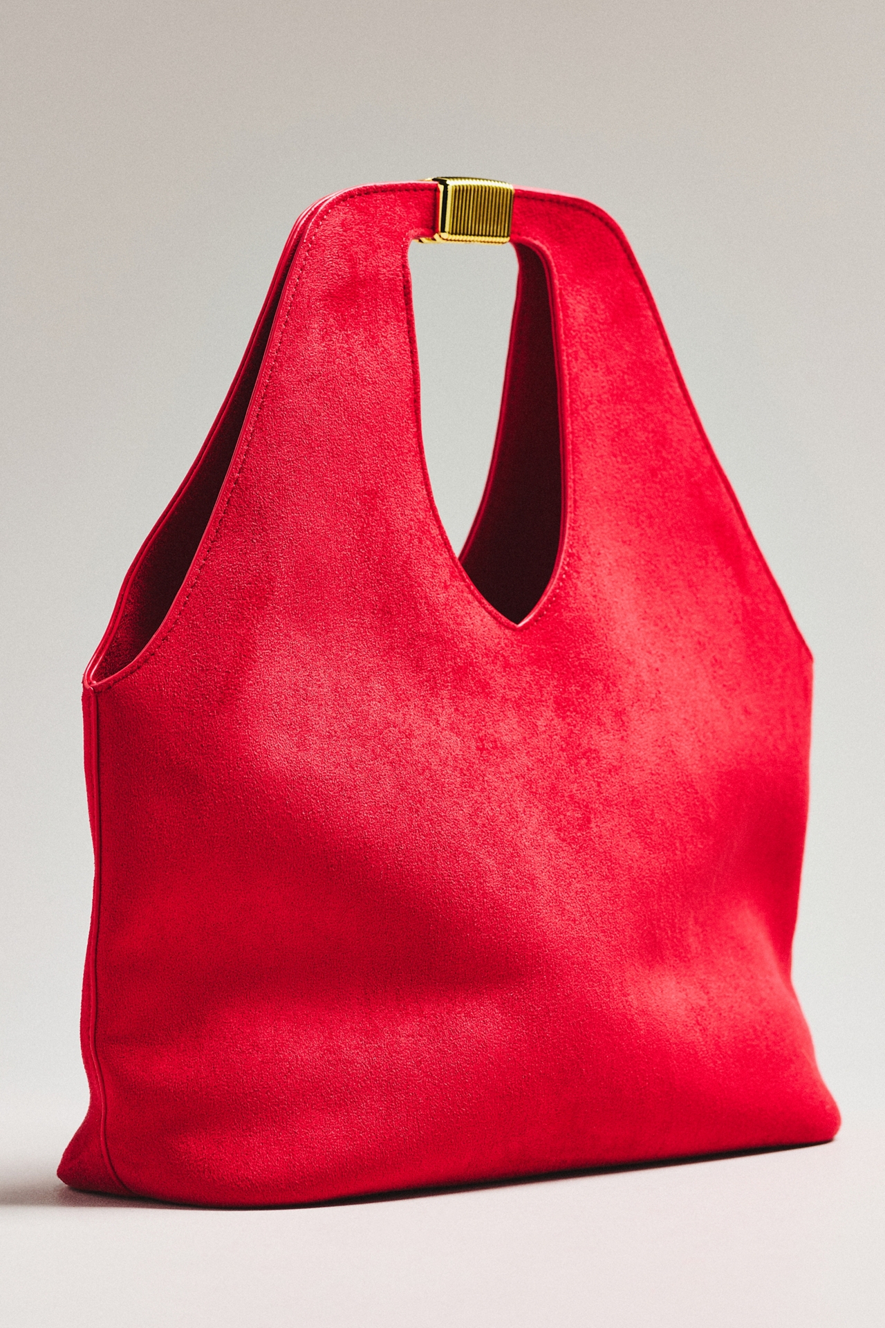 By Anthropologie Faux-Suede Gilded Handle Tote Bag