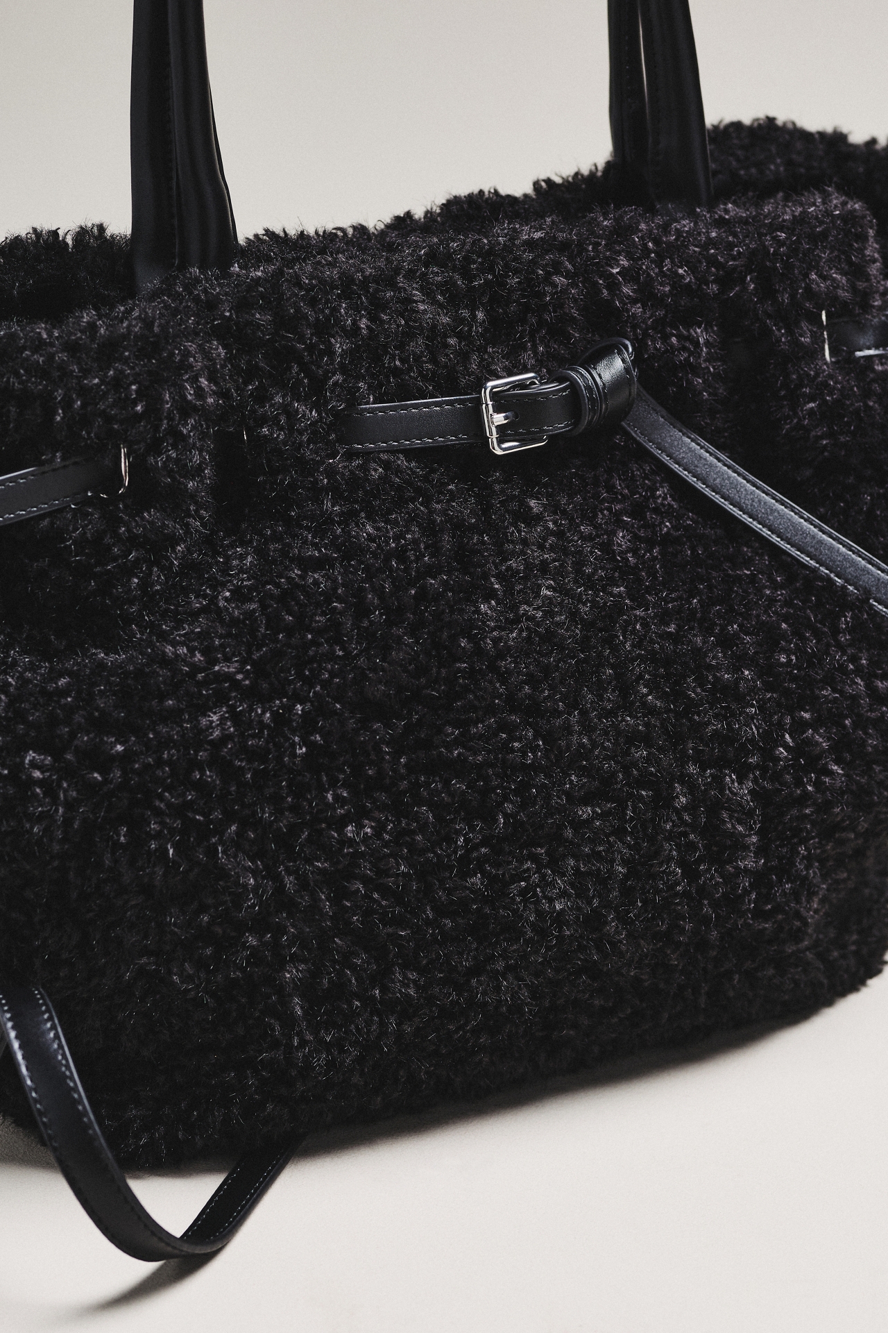 By Anthropologie Belted Sherpa Tote Bag