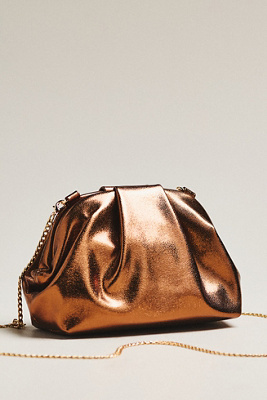 By Anthropologie Metallic Faux-leather Clutch In Gold