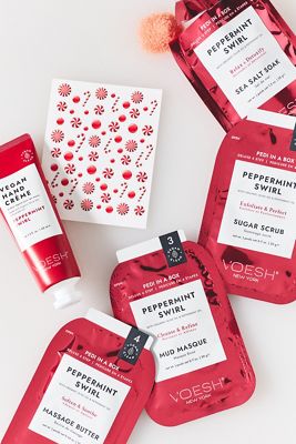 VOESH Peppermint Swirl Pedi Kit + Hand Crème Duo
