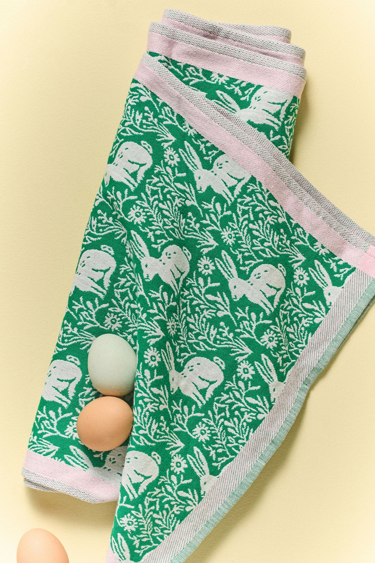 Bunny Jacquard Table Runner - Green, Standard, One Size