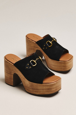 Seychelles Take The Lead Horsebit Platform Slide Heels In Black