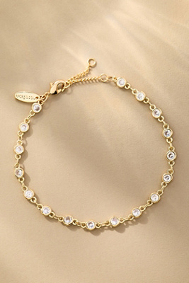 By Anthropologie Crystal Tennis Bracelet In Gold