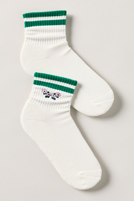 By Anthropologie Sporty Floral Crew Socks In White