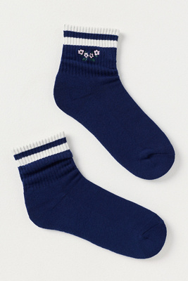 By Anthropologie Sporty Floral Crew Socks In Blue
