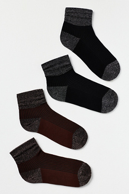 By Anthropologie Mixed Tinsel Trouser Socks In Brown