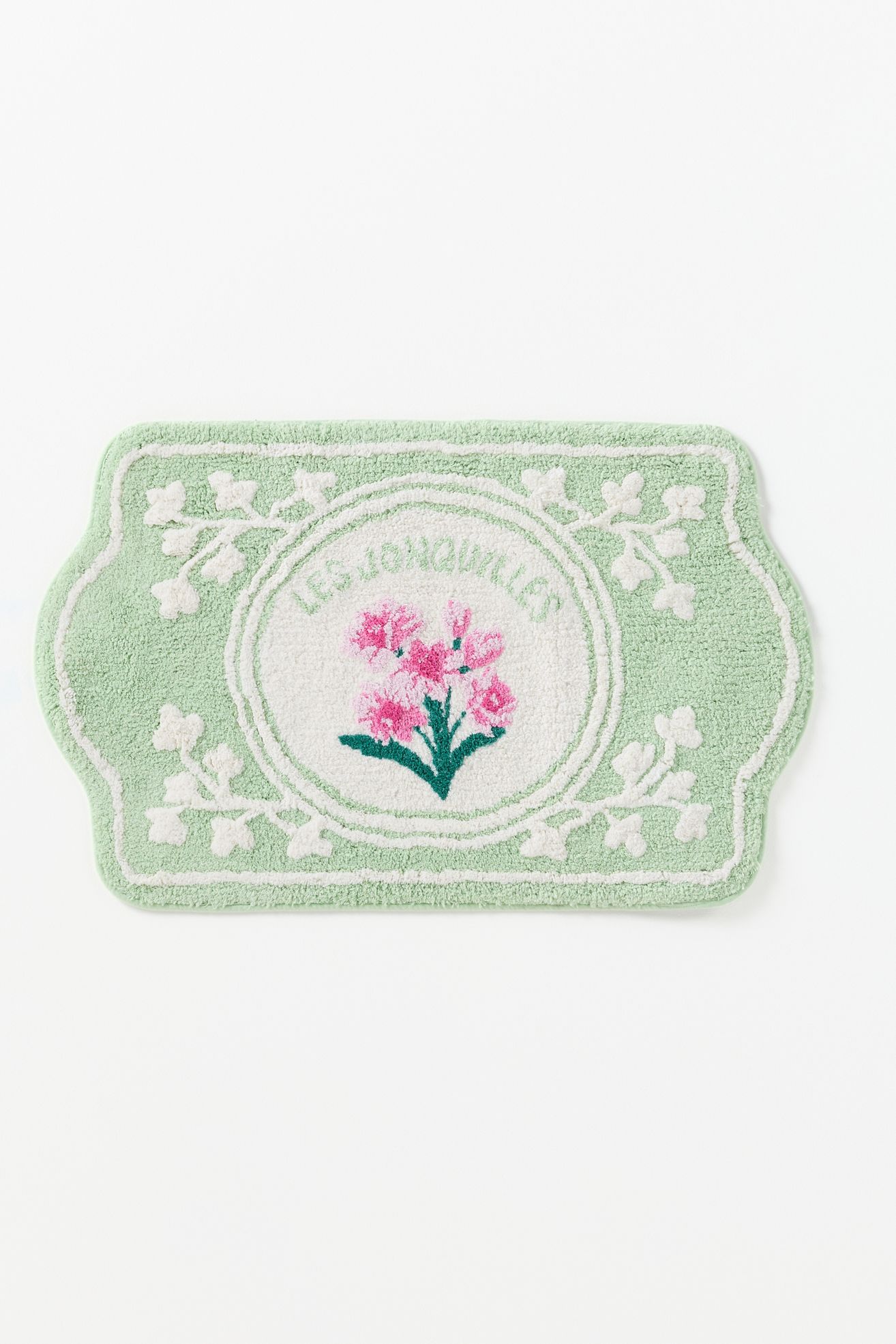 Les Fruits Tufted Bath Mat - Light Green, Shaped