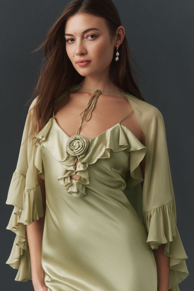 De La Vali Esperanza Ruffled Silk Satin Maxi Dress #2