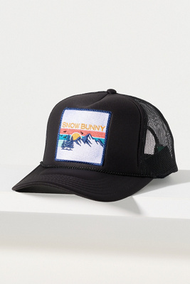 Friday Feelin Snow Bunny Trucker Hat In Black