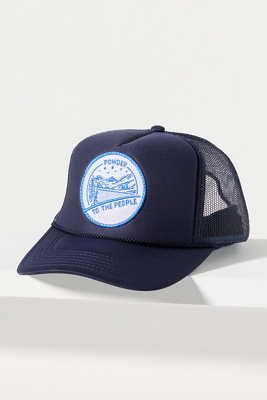 Friday Feelin Powder To The People Trucker Hat In Blue