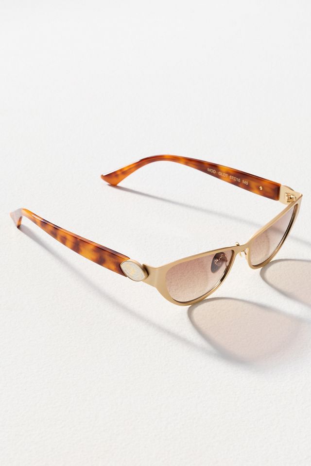 Poppy Lissiman Gold Slim Cat-Eye Sunglasses #1