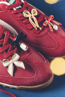 By Anthropologie Bow Shoe Charms, Set Of 2 In Red