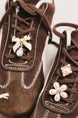 By Anthropologie Chunky Pearl Shoe Charms, Set Of 3 In Brown
