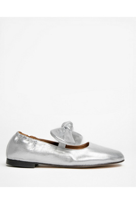 Penelope Chilvers Minnie Knotted Bow Ballet Flats In Silver