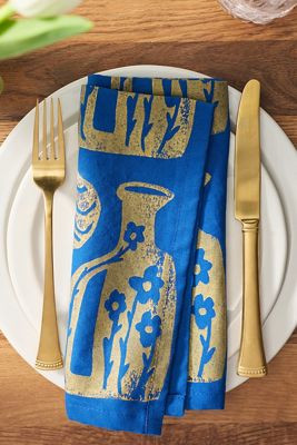 Julie Peach Gold Vessel Dinner Napkins, Set of 4