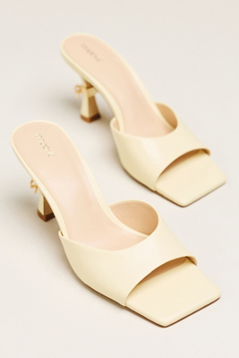 Maeve Metal Bow Open-toe Mule Heels In Yellow