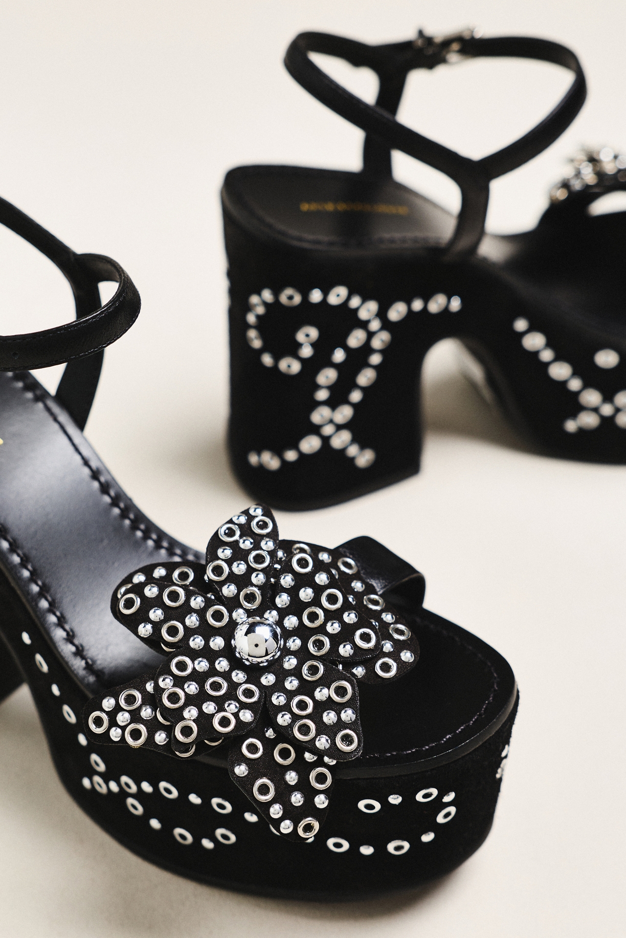 By Anthropologie Studded Flower Platform Heel