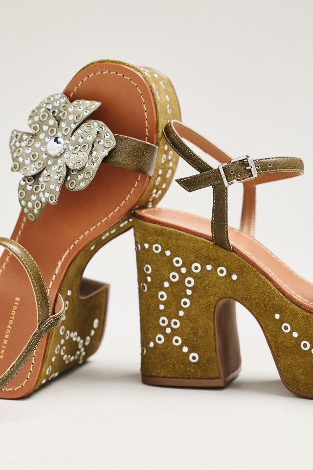 By Anthropologie Studded Flower Platform Heel #2